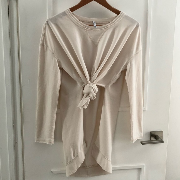 Z Supply High-Slit High-Low Long Sleeve Top XS Cream - Picture 3 of 9